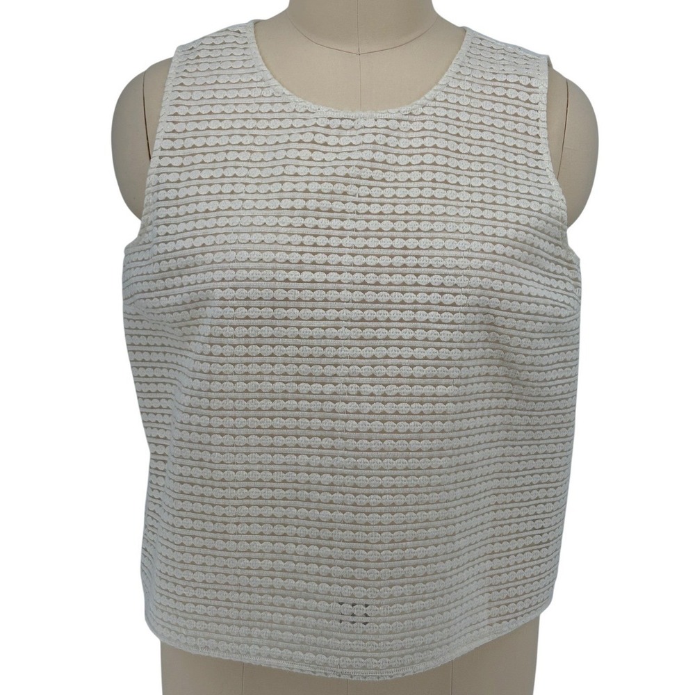 Gap Shell Top‎ White Embroidered Crochet Dot Sleeveless XXL
